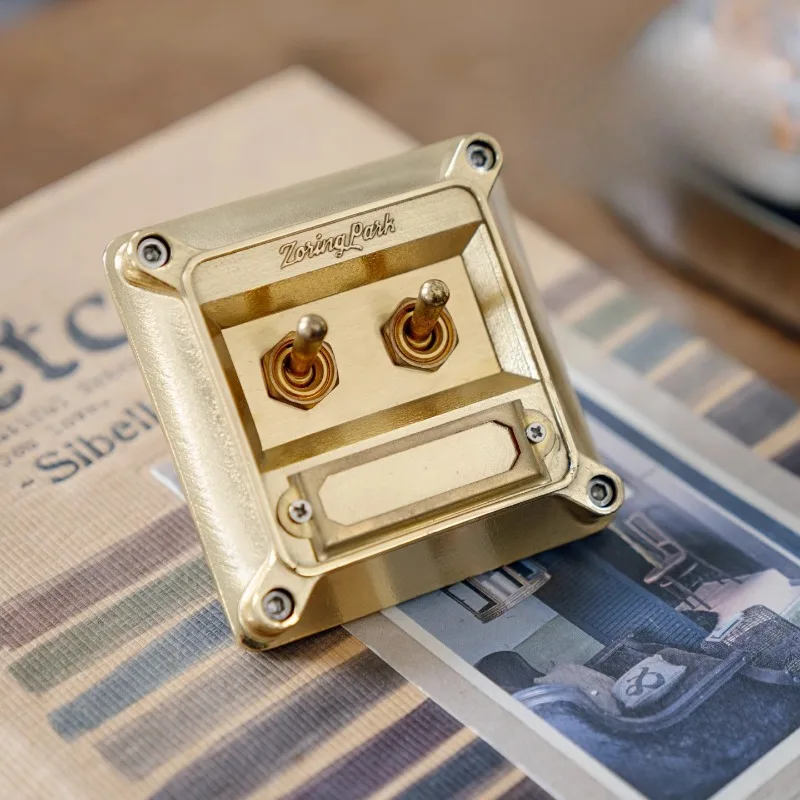 Vintage Single/Double Toggle Switch Brass Switch Panel Retro Classic Hardware Accessories Wall Mount Electrical Switch Box Cover