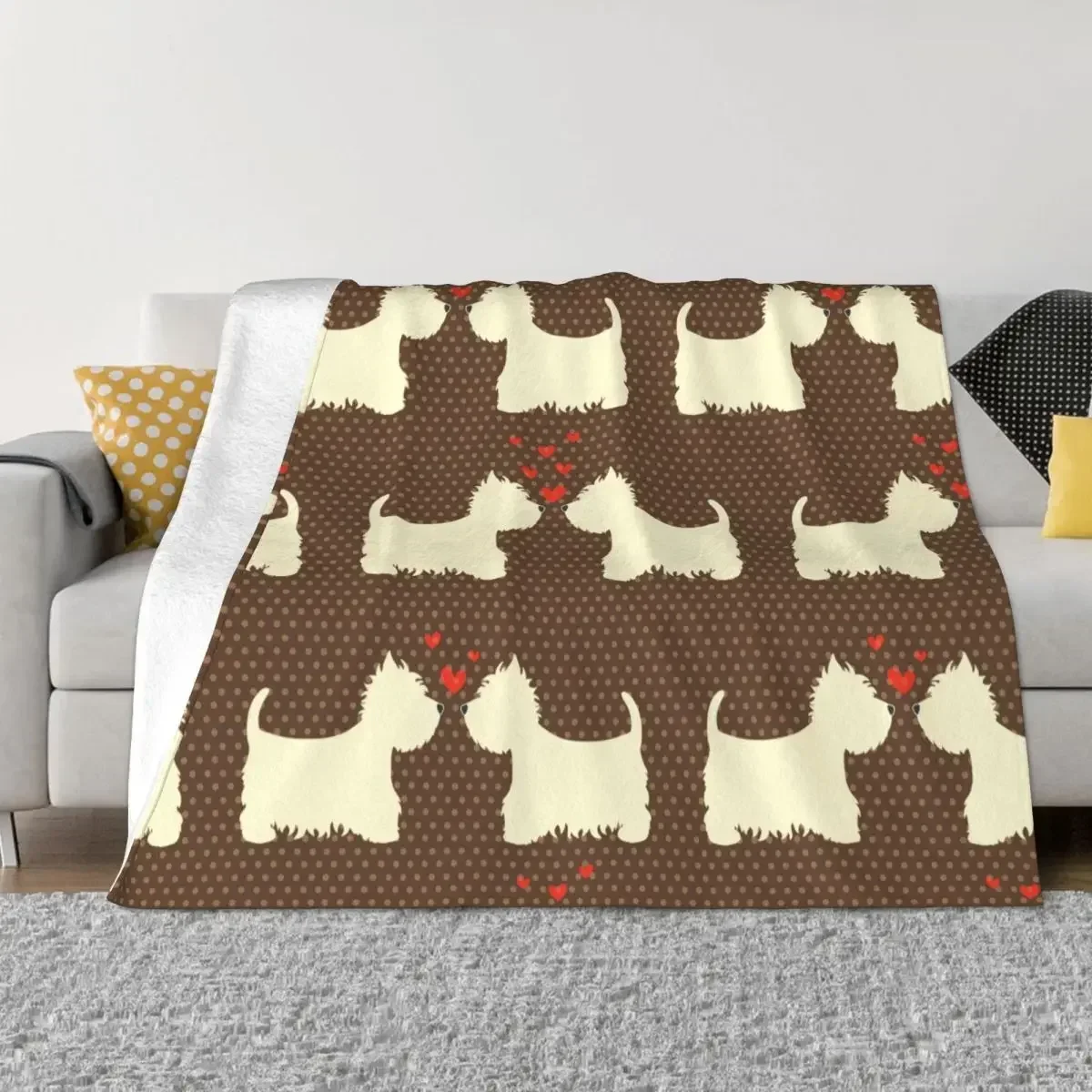 Westie West Highland Terrier manta de franela con estampado de perro, transpirable, súper suave, para ropa de cama, colchas para