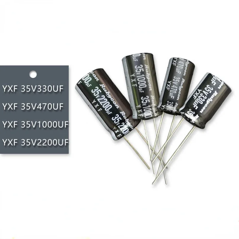 10pcs Rubycon YXF 35V 33uF 47uF 100uF 220uF 330uF 470uF 2200uF High frequency Low ESR Long Life Aluminum Electrolytic Capacitor