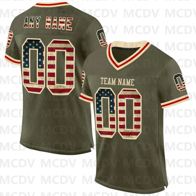 

Custom Olive Orange-White Mesh Authentic Throwback Salute To Service Football Jersey