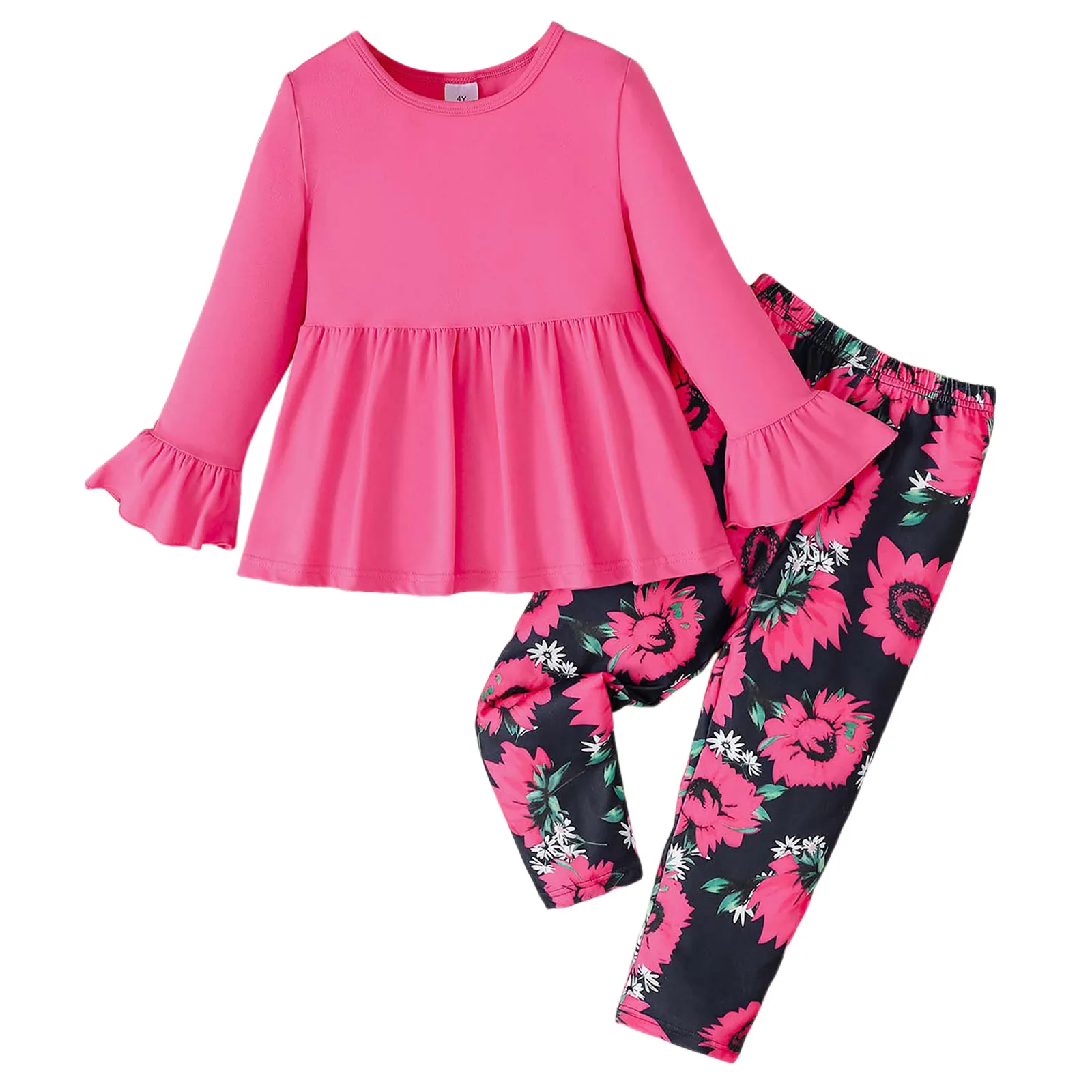 

Checke Girls Baby Girl Clothes Toddler Girl Outfit Ruffle Sleeve Shirt Floral Pant Set Fall Winter Tennis Outfits Girls 5t