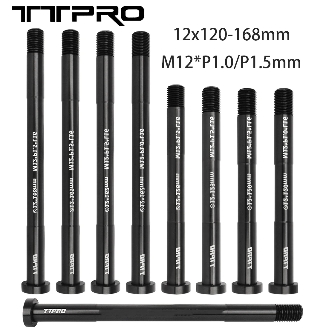 TTPRO MTB Bike Quick Release 120/123/126/162/168mm M12 P1.0 P1.5 Bicycle Thru Axle Bike Hubs Tube Shaft Skewers Front Rear Axle