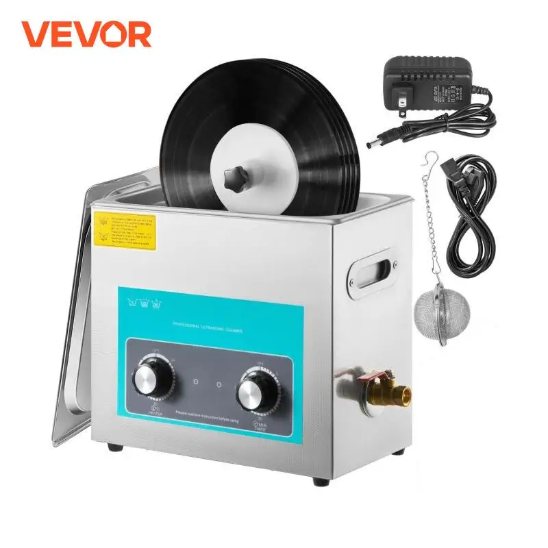 VEVOR 6L Knob Ultrasonic Vinyl Record Cleaner Mini Portable Washing Machine Ultrasound Dishwasher Contact Lenses Dental Jewelry