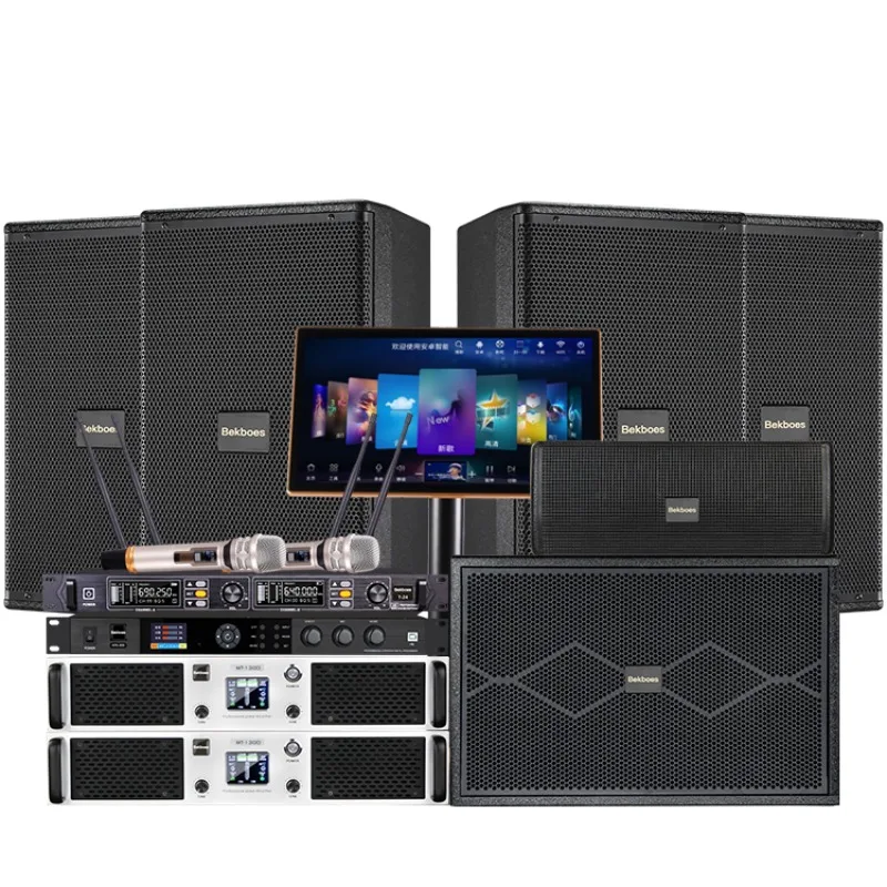Home karaoke KTV professional audio dual 15-inch DJ speaker sound system complete set of music studio equipment