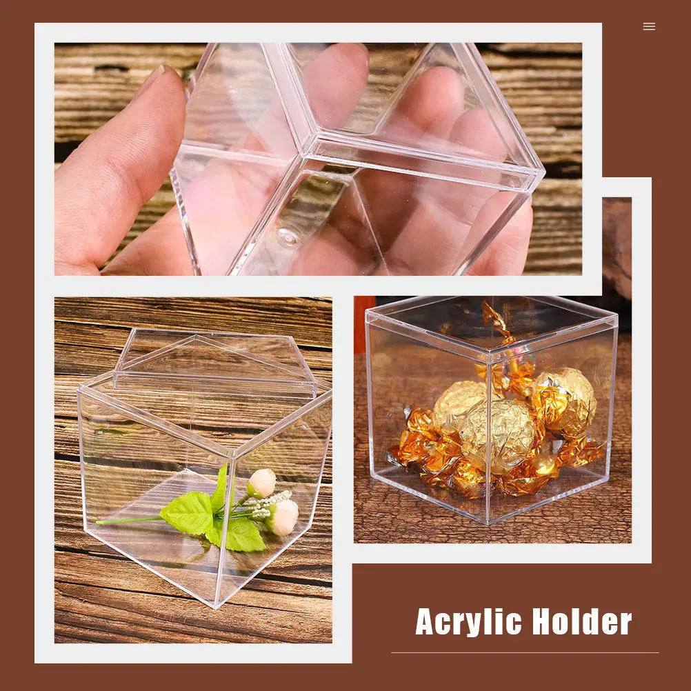 12Pcs High Hardness Acrylic Storage Box Transparent Modern Design Candy Dessert Snacks Jewelry Hairpin Organizer Acrylic