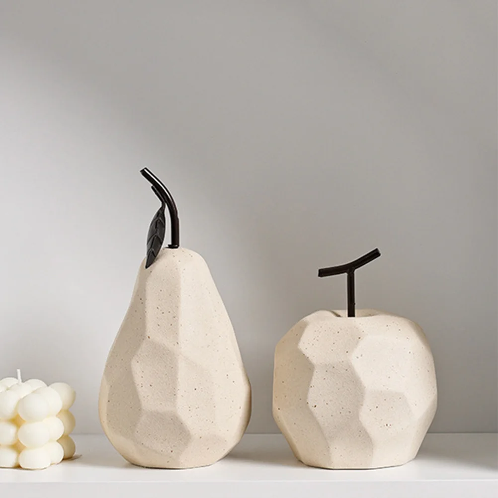 1Pcs Apple Decoration Ceramic Sculpture Geometric Art Desktop Ornament Home Garden Accent Ceramic Fruit Decor Fruit Statues