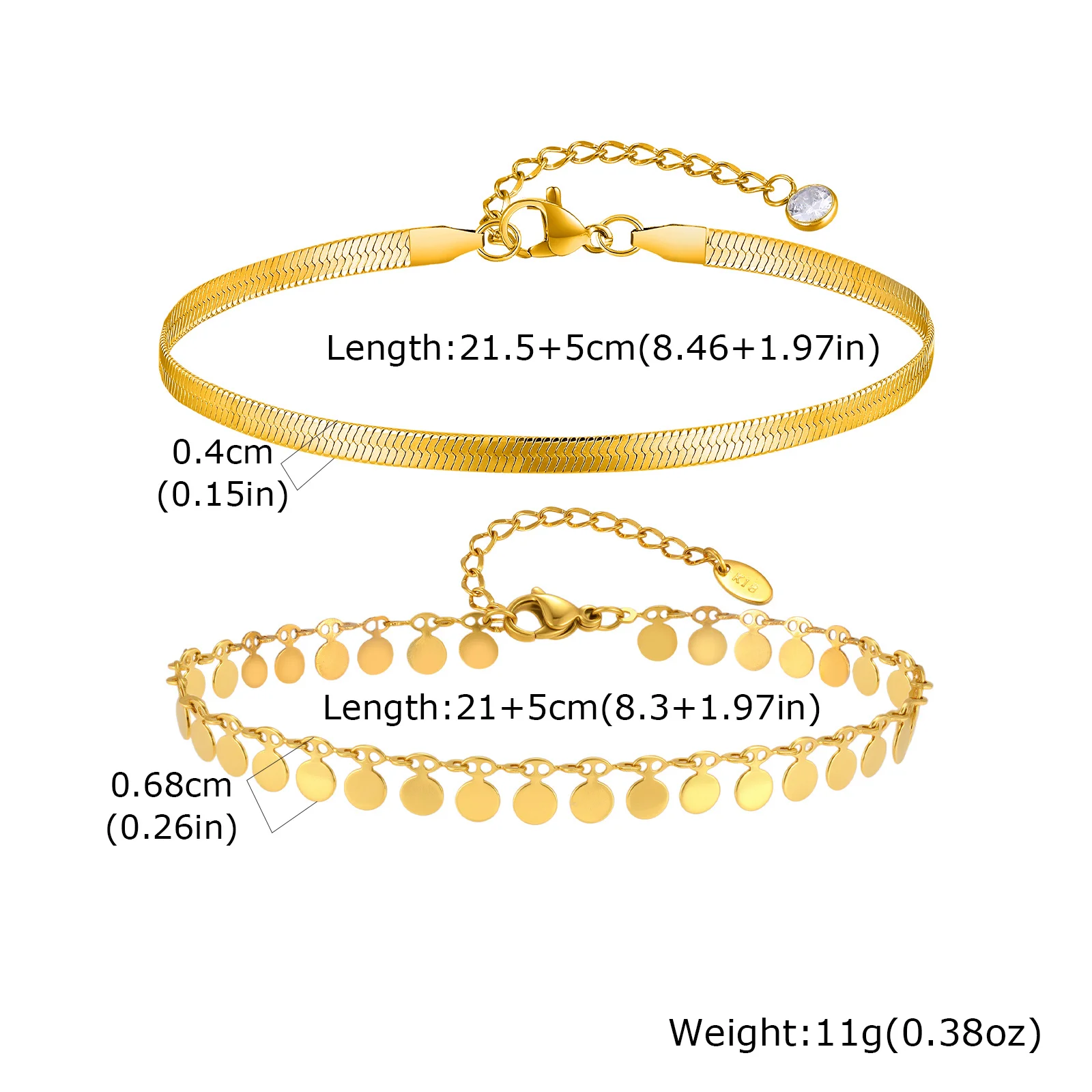 Layered 18K Gold Plated Anklet Set for Women