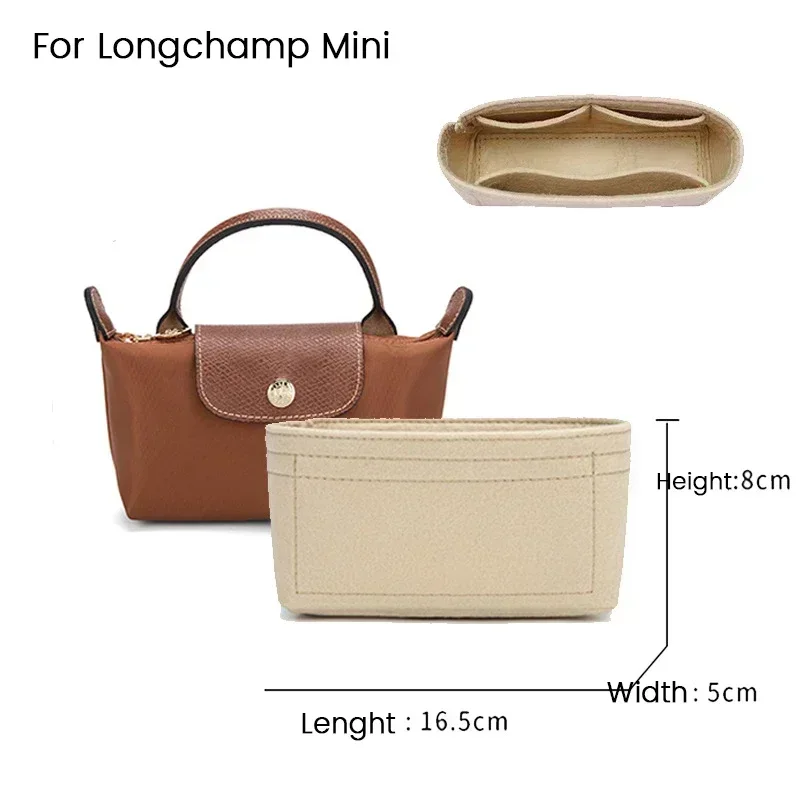 Feltro Insert Bag para Longchamp Bolsa, Liner Bag, Pano, Maquiagem, Viagem, Portátil, Organizador de Bolsa, Novo