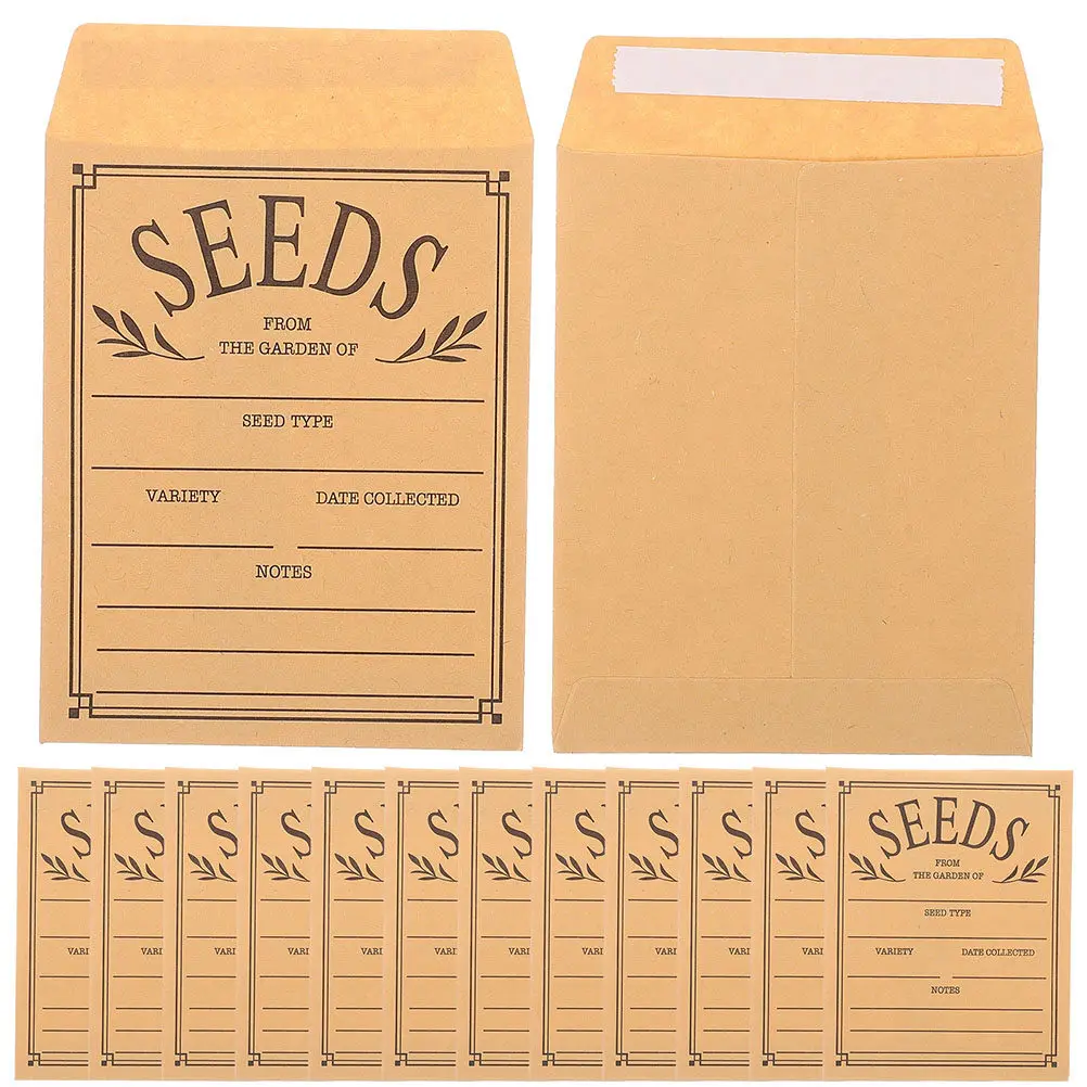 

100Pcs Seed Envelopes Resealable Small Envelope Paper Packets for Gardeners Storing Vegetable Seeds Small Item Collection Saving