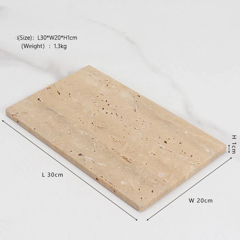 30x20x1 CM Vintage Beige Travertine Natural Marble Stone Tray Rectangle Household Storage Flat Accessories