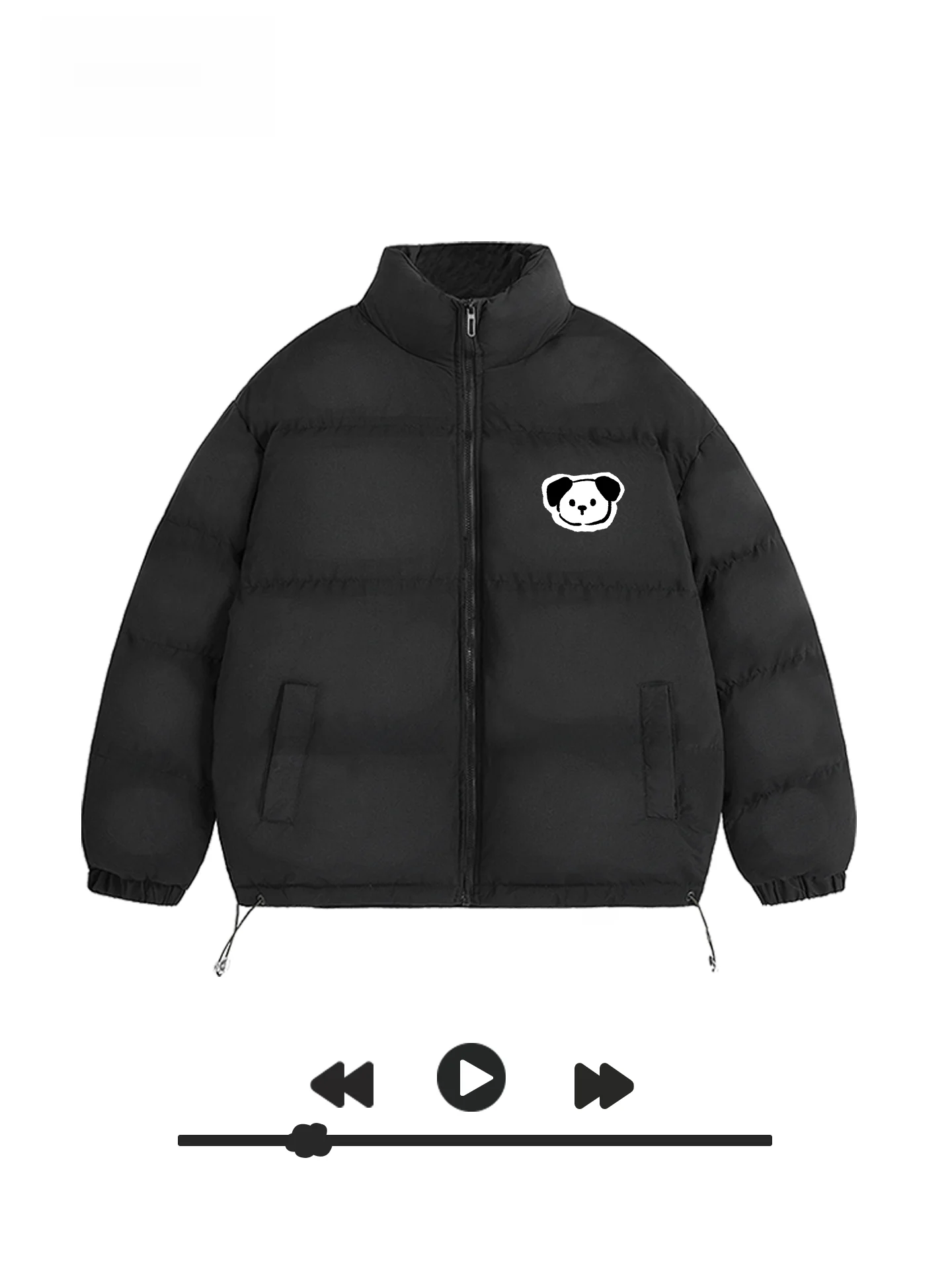 

Warm Thiened Stand Collar Bread Sle Cotton Jaet Women's Winter Coat Cartoon Dog Print Korean Version Loose Fit Outerwear