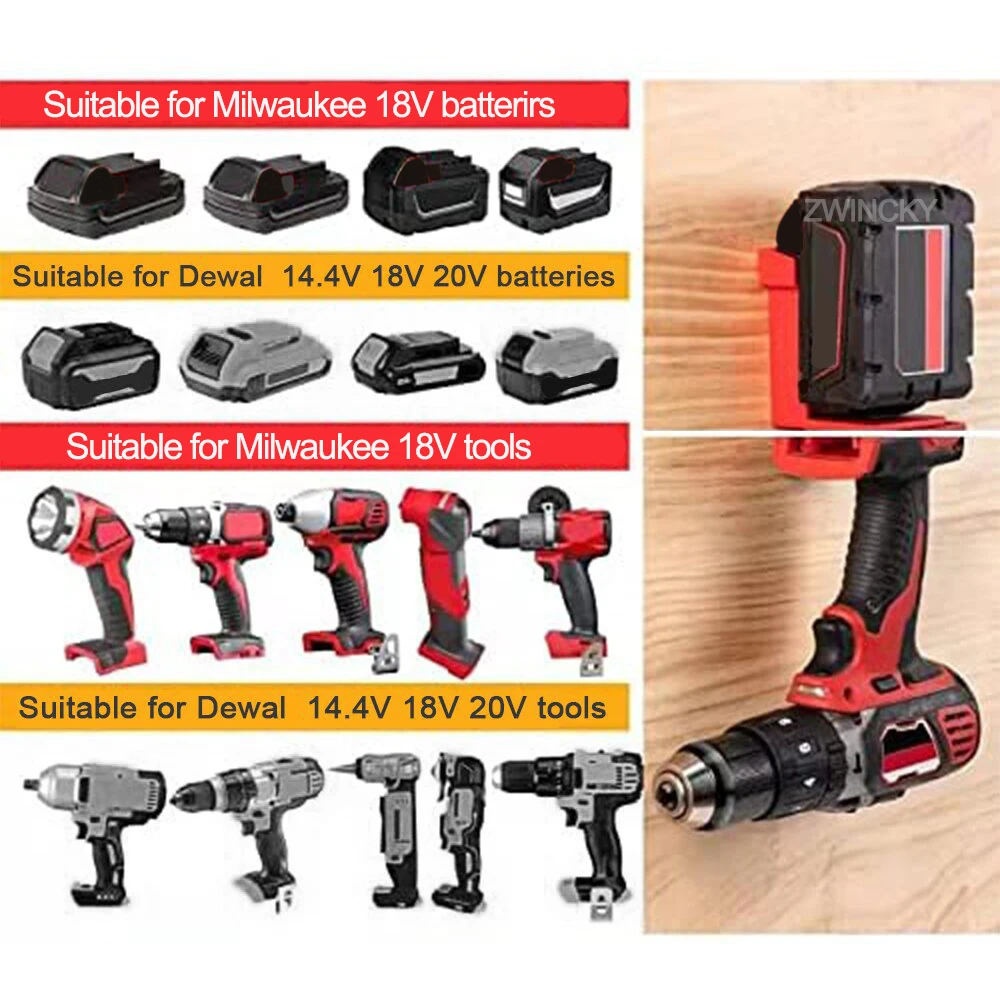 Tool Mount for Dewal for Milwaukee 18V 20V Drill Tools Battery Holder for Dewal 20V Battery Mount Dock Holder Fixing Seat