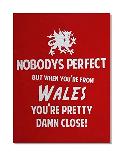 Nobody's Perfect But When You're from Wales Wall Poster Tin Sign Vintage BBQ Restaurant Dinner Room Cafe Shop Decor