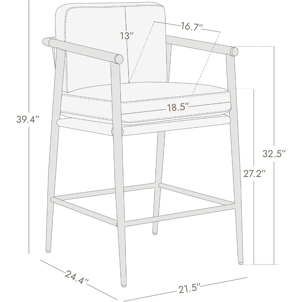 Mid Century Modern Barstool Set of 2, 26