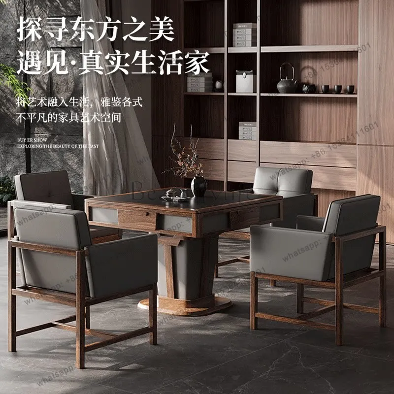 

Mahjong machine automatic household four-seat dining table dual-purpose new Chinese solid wood electric mahjong