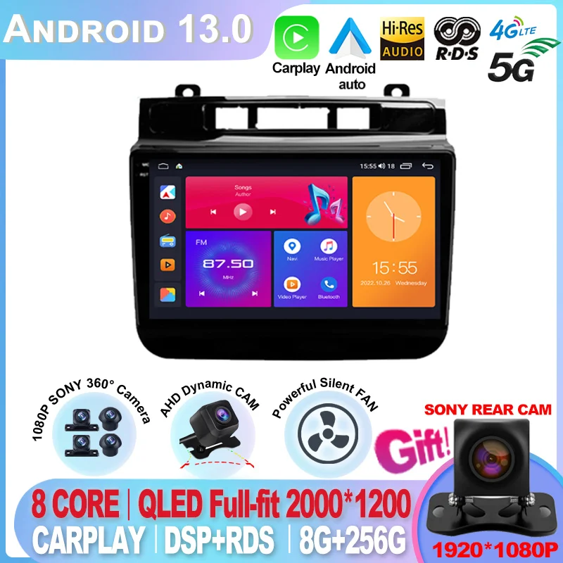 

For Volkswagen Touareg FL NF 2010 - 2018 Android 13 Car Radio Multimedia Video Player Carplay Navigation DSP OLDB 2.5D Screen