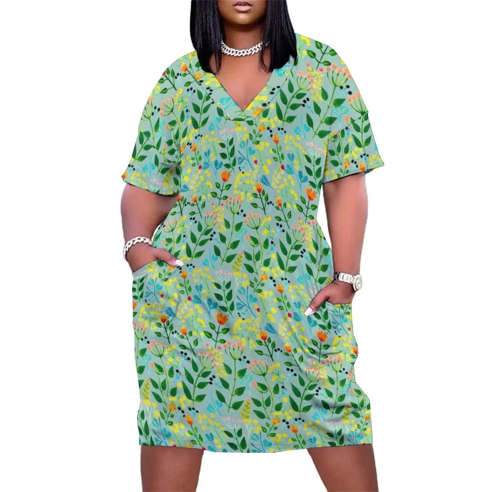 

All you need is flowers Loose Pocket Dress Women's clothing wedding guest dress 2025 Summer skirt