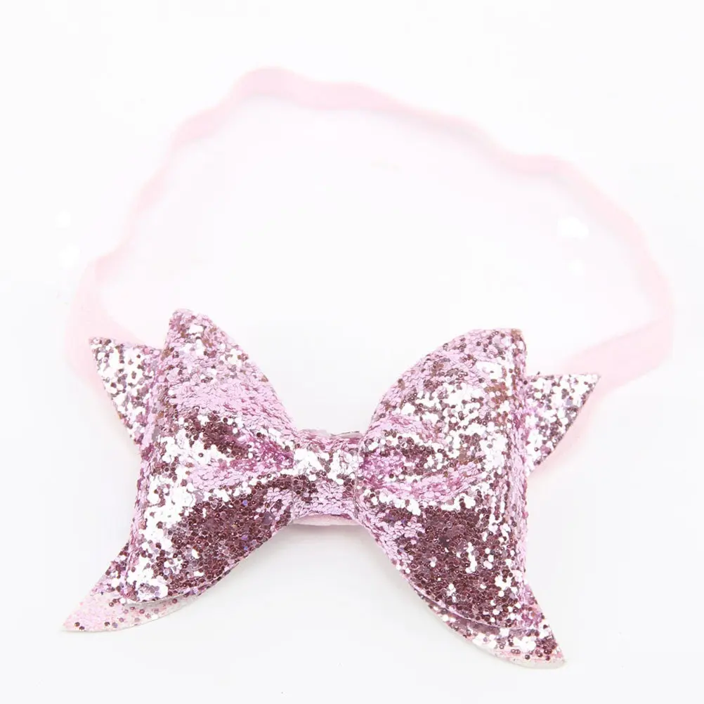 

Baby Kids Sequin Bow Headband Elastic Soft Hair Band for Newborn Toddler Girls Birthday Party Baby Shower Family Portrait Light