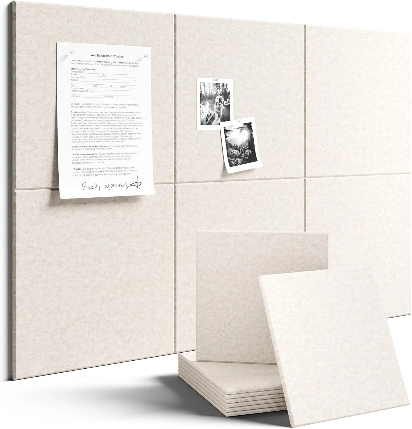 30x30cm 6-12PCS Black Large Felt Cork Pin Note Bulletin Boards Mount Wall Tiles Soundproof Wallpaper Decorative Ceiling Soundproofing Acoustic Panel for Home Office Decorative