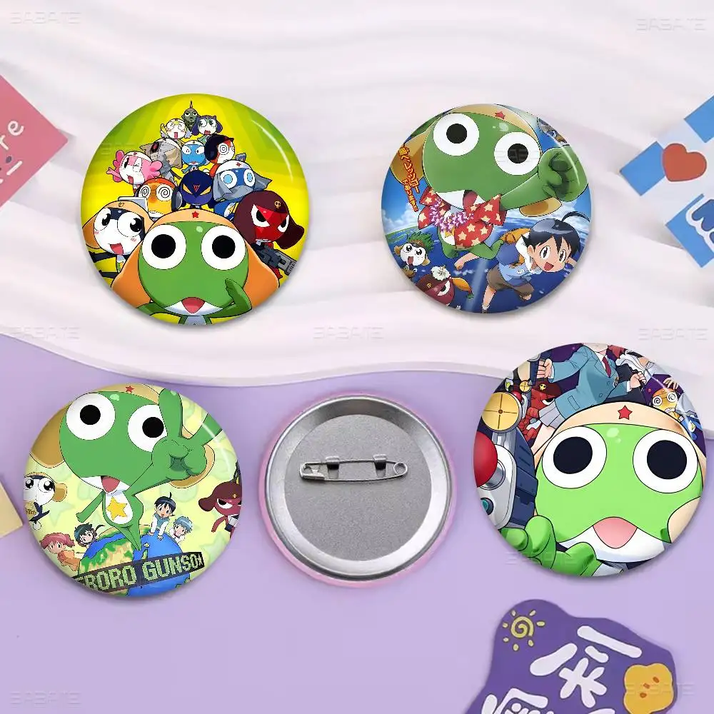 Popular S-Sgt F-Frog Anime Soft Button Pin Round Metal Badge Lapel Pin Parts Gift Friends Kid Jewelry