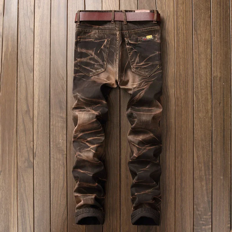 الأمريكية الرجعية الجينز الرجال شارع العليا سراويل تقليدية رجل مطوي المتعثرة غسلها كامل طول مستقيم جينز ضيق Y2k الشارع الشهير