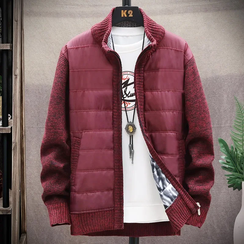 Men Cardigan Sweater 2023 Autumn Winter Thick Warm New Casual Stand Collar Zipper Jacket Men Solid Cotton Jacket Men Clothing