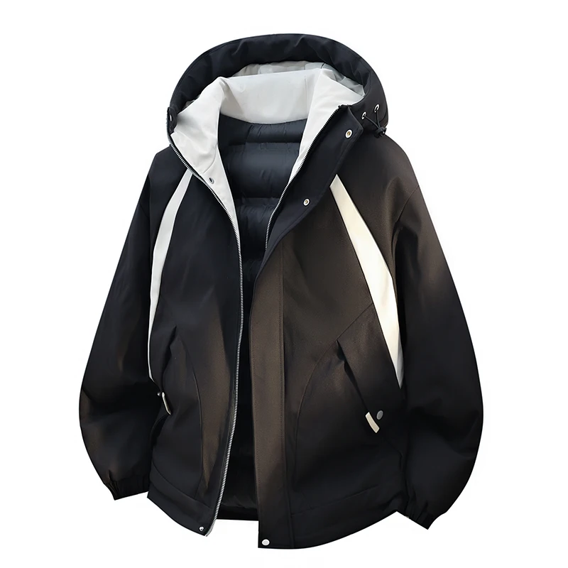 

Casual Outdoor Hooded Fleece Warm Jackets 2025 Autumn Winter Men's Top Plush Coats Streetwear Windproof Thicken Parkas Clothing