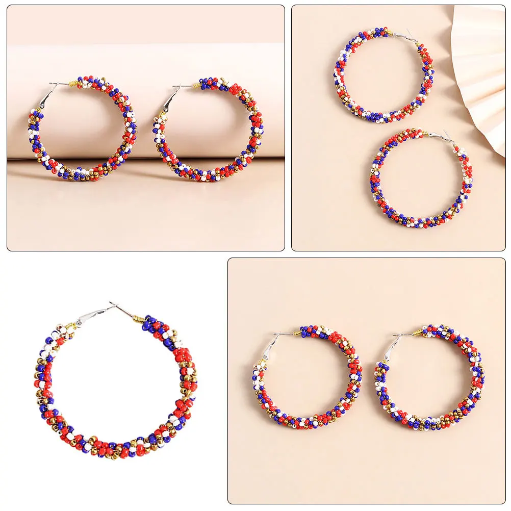 

1Pair Fourth of July Earrings Dangle Bead Earrings for Women 4Th July Party Aesthetic Independence Day Accessories