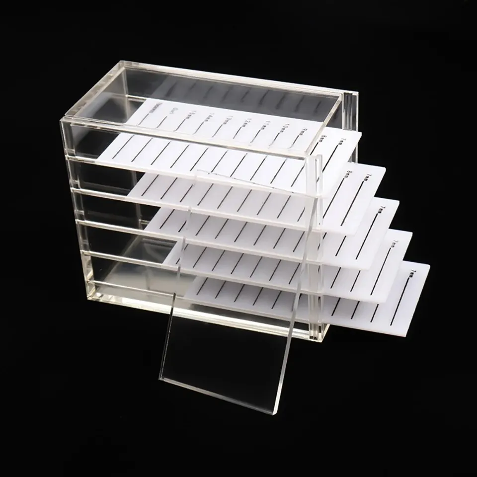 5 Capas Caja de Almacenamiento para Extensiones de Pestañas Acrílica Paleta Organizador de Pestañas de Visón Soporte Exhibidor Herramientas de Maquillaje 6
