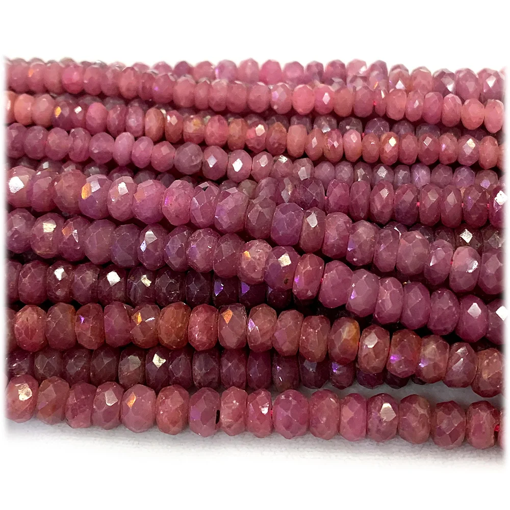 

Veemake Natural Red Ruby Faceted Rodelle Loose Gemstone Stone Beads Jewelry Design Necklace Bracelets 08215