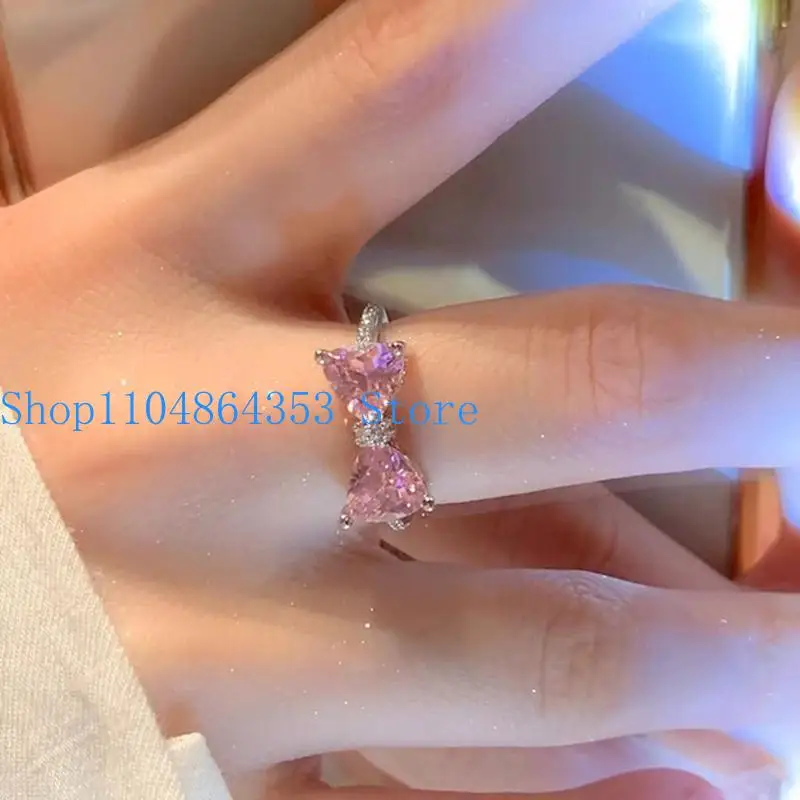 652F خواتم بونوت مع حجر كريستال خواتم بونوت جمالية للفتيات Y2K #1