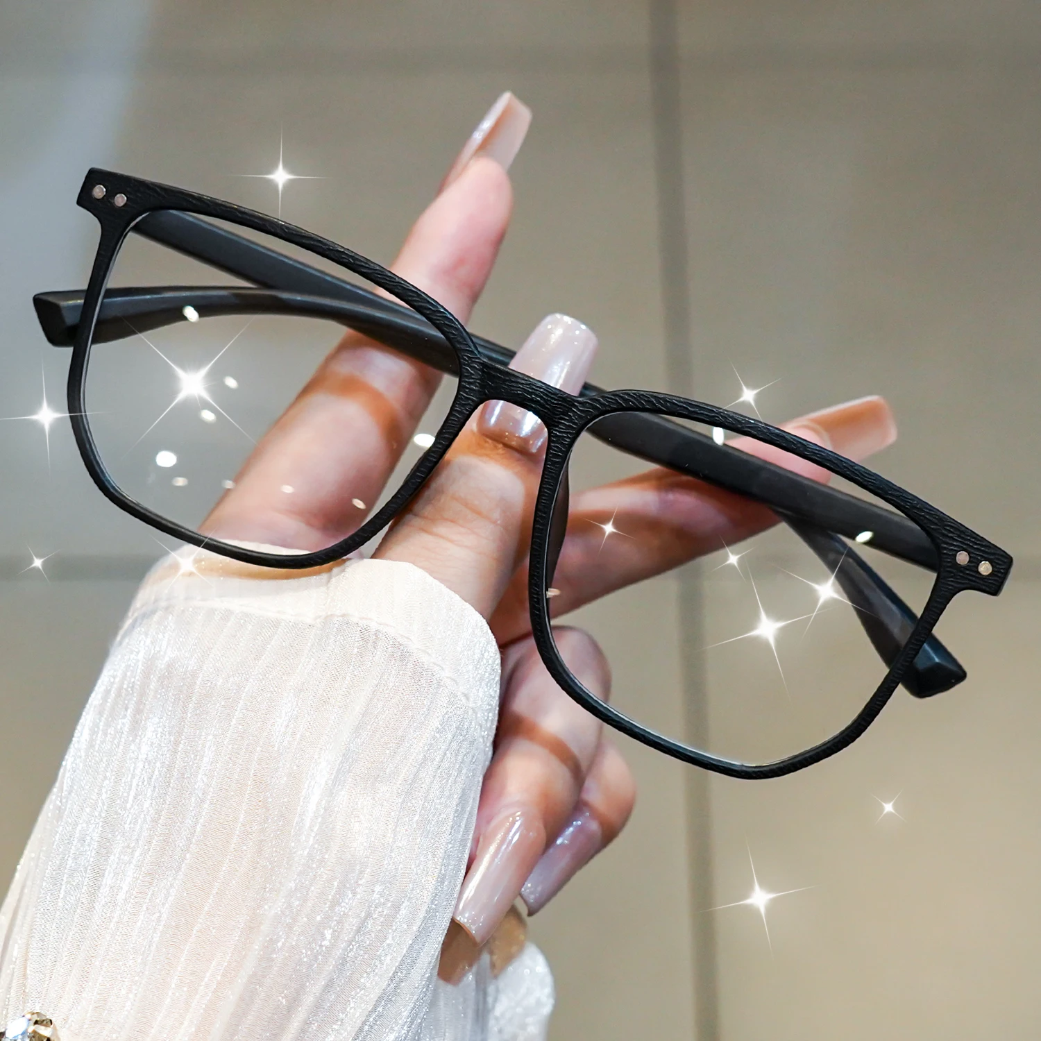 Square Blue Light Blocking Glasses for Men Women Plain Zero Power Lens Anti Eye Strain Fashion Computer Gaming Eyewear