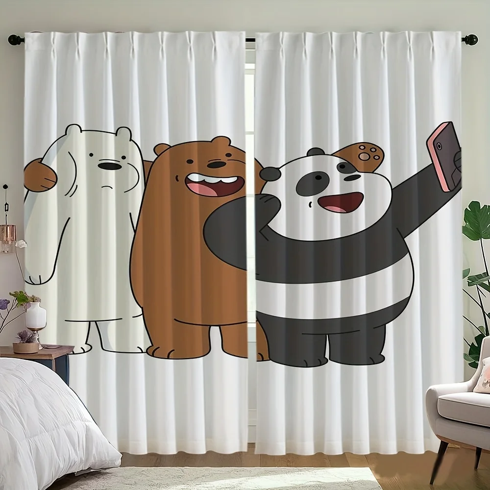 2 Pack Bear Curtains, Home Decor, Suitable for Various Room Types, Office, Semi Blackout, Suitable for Bathroom, Bedroom, Room