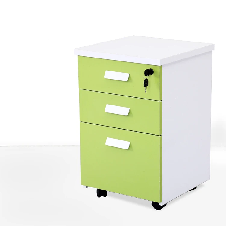 Modern Office Furniture Floor-standing Moving Filing Cabinets with Drawers Lockers Wooden Office Furniture with Pulleys for Desk