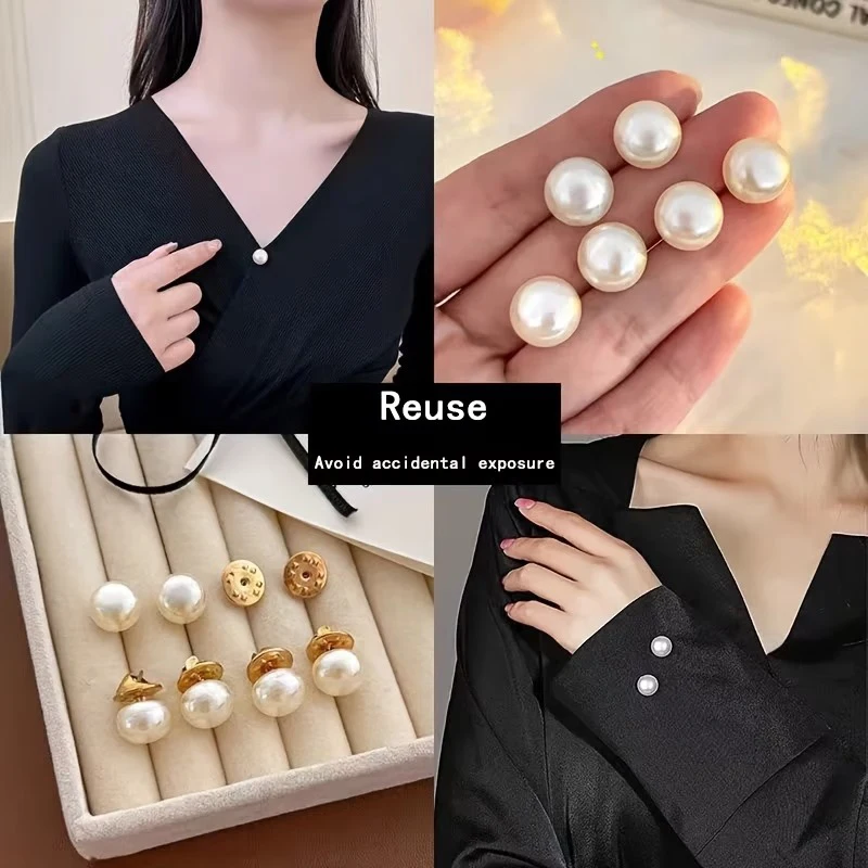 10 boutons en perles sans couture pour vêtements, 12 mm, épingles à broche en perles pour robes, chemises, accessoires décoratifs DIY