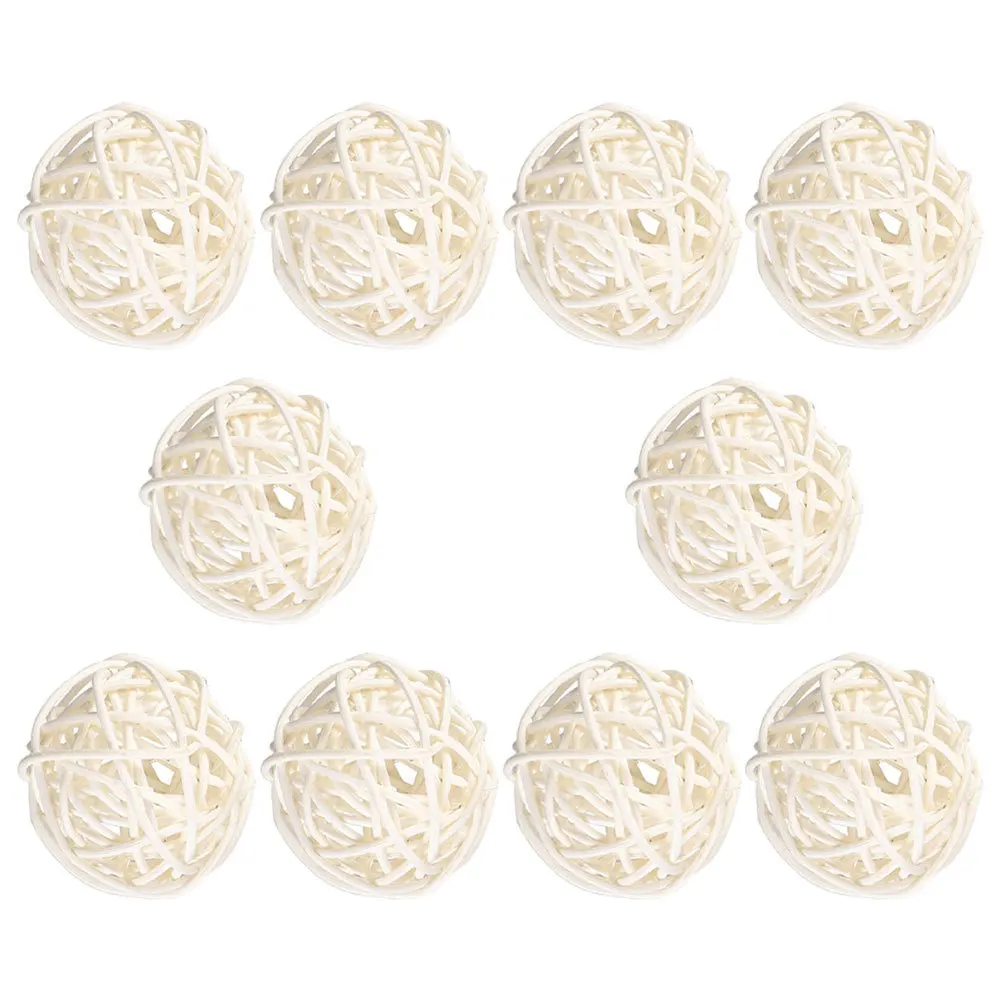 

10pcs Natural Rattan Balls Decorative Fillers Home Party Wall Hanging Festival Craft Accents Bowl Centerpiece Decorations Layout