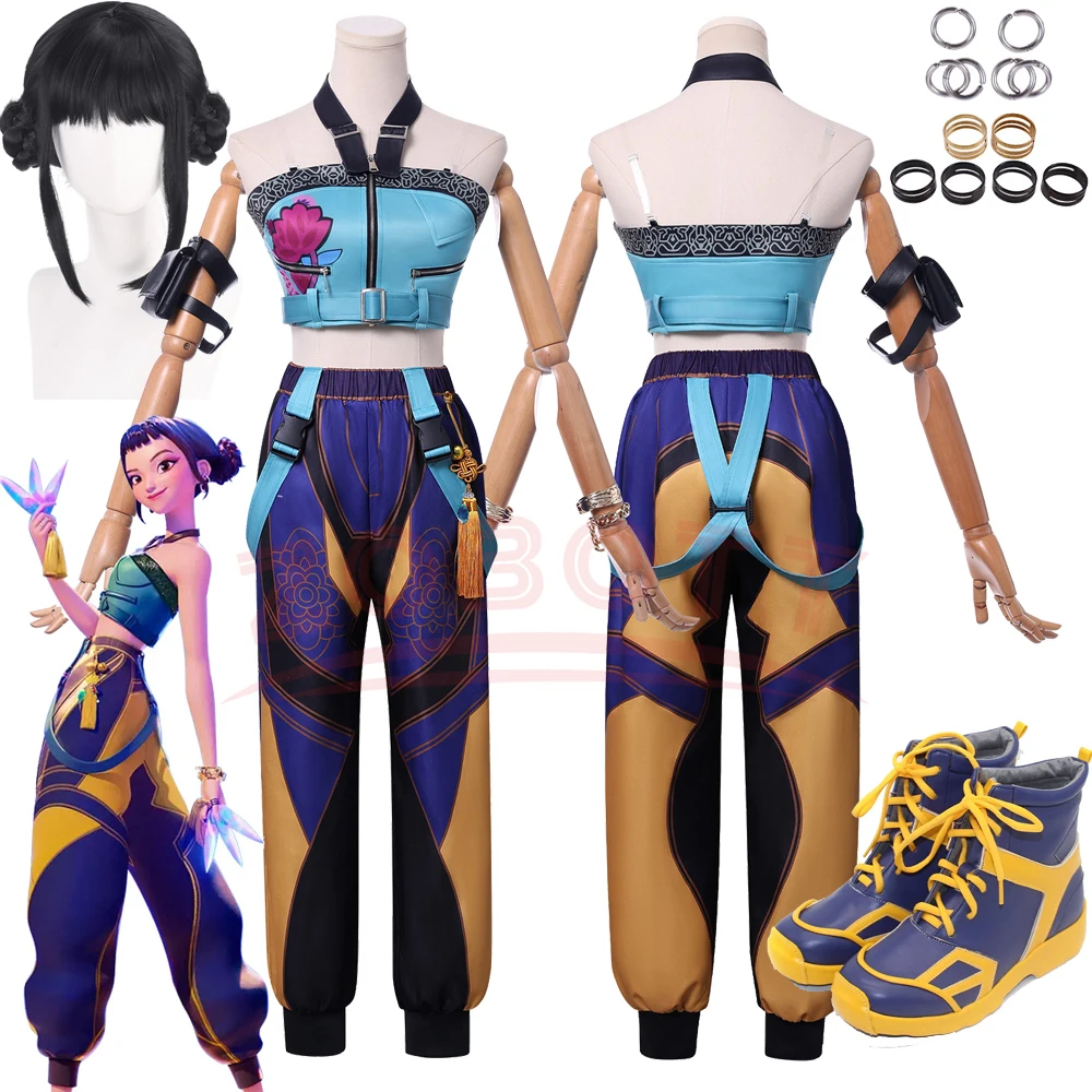 

K-Pop Zoey Cosplay Costume Wig Demon Hunters Stage Clothes Halloween Huntrix Girls Group Idol Roleplay Outfit Women 2025 Film