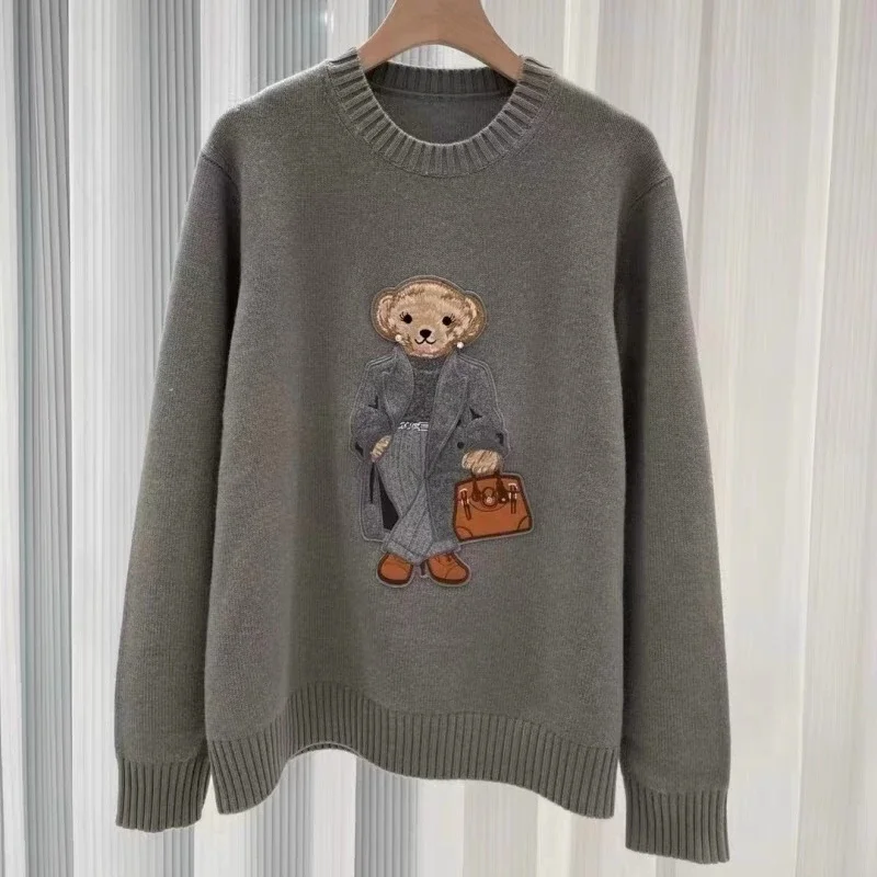 

Luxury Brand Design Bear Sweater For Women Knit Pullover 2024 Winter Outfits Ladies Jerseys Tops Coat Pulls Woman Clothes