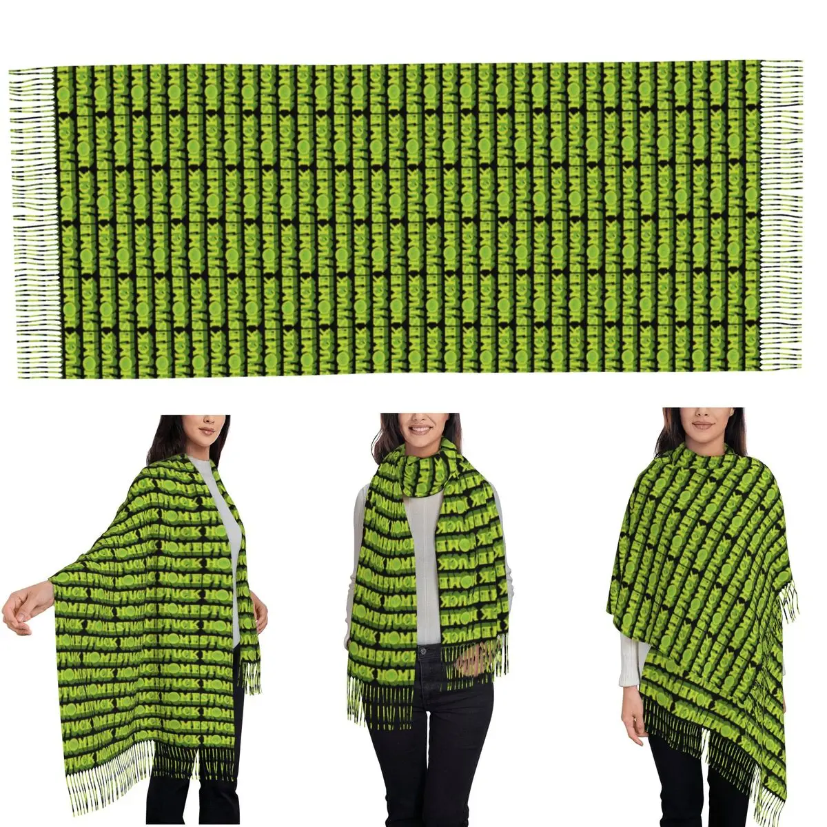 Homestuck Wheel Anime Scarf Tassel Scarves for Women Soft Warm Shawls and Wraps Large Fall Winter Shawl Wrap