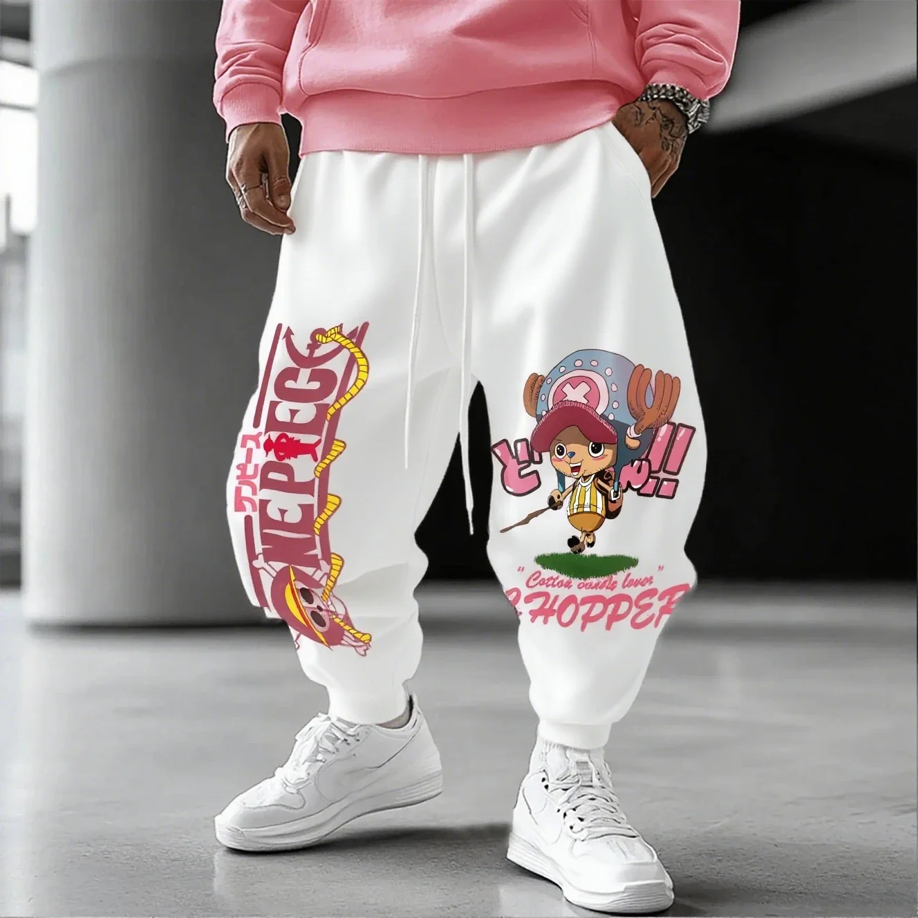 

ONE PIECE аниме Tony Tony Chopper, милые штаны с принтом, весна/осень 2026, новые мужские модные универсальные свободные повседневные брюки с резьбой Y2K