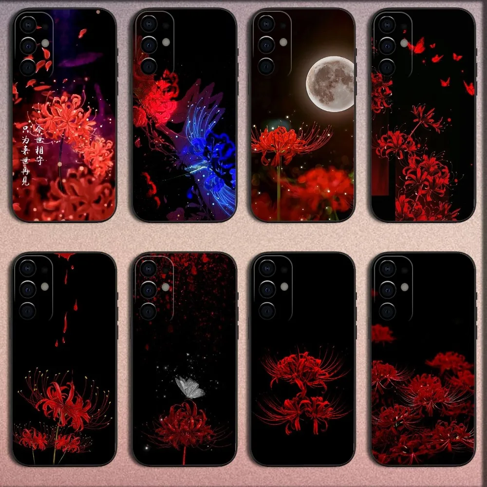

Red Spider Lily Flowers Phone Case For Samsung S25,S24,S21,S22,S23,S30,Ultra,S20,Plus,Fe,Lite,Note,10,9,5G Black Soft Cover