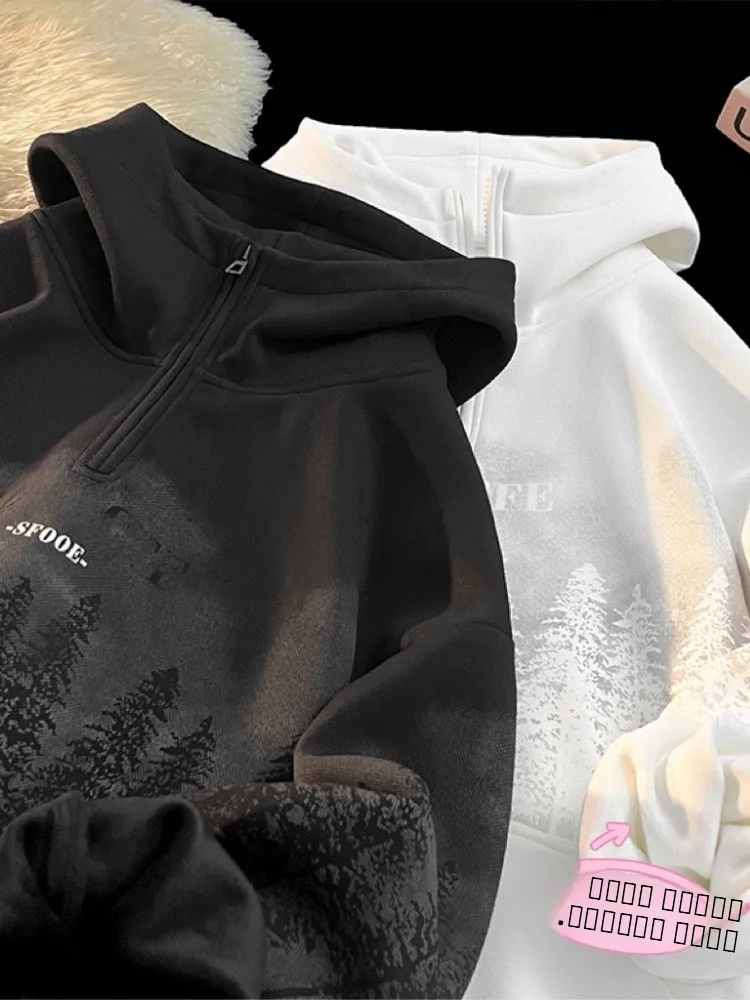 

Теплый повседневный мужской худи с длинным рукавом и круглым вырезом, молодежный, модный, в уличном стиле, удобный, дышащий свитшот