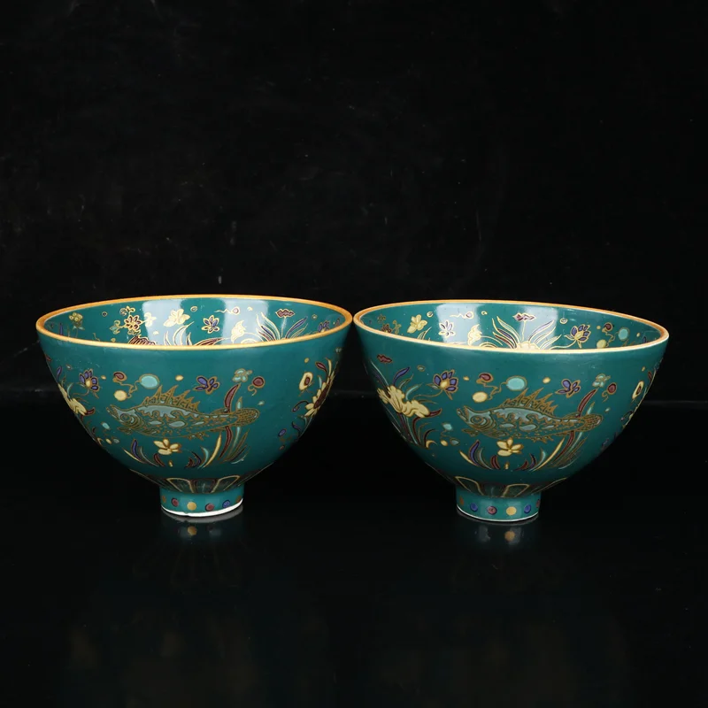 

Exquisite Chinese Ancient Porcelain A Pair of Waterweeds Patterned Cups