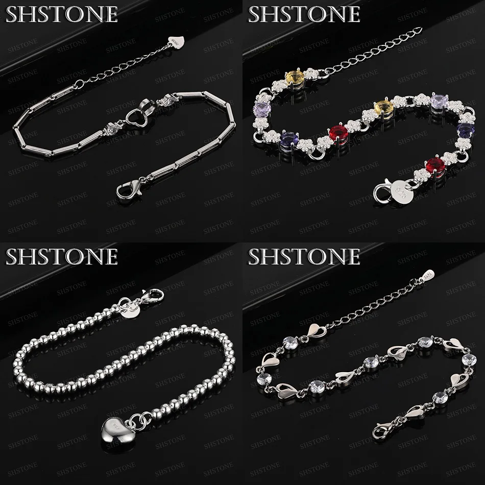 

Fashion 925 Sterling Silver Heart Flower Beads AAA Zircon Bracelets Women High Quality Jewelry Accessories Birthday Party Gift