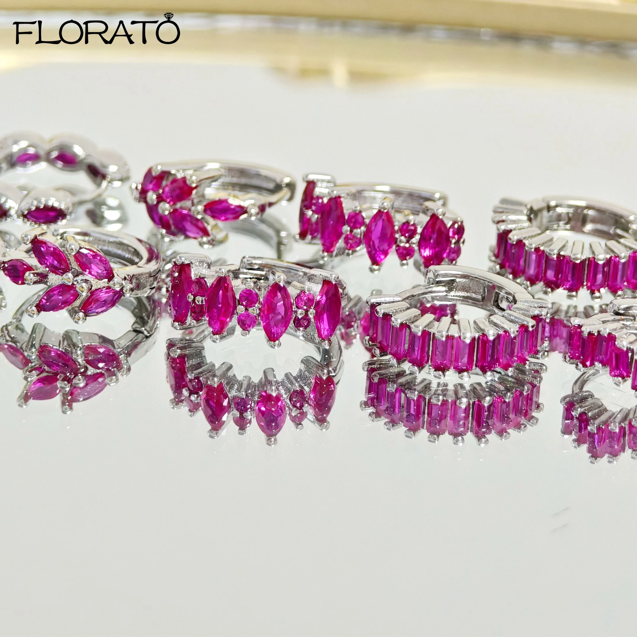Trendy CZ Zircon Small Hoop Earrings for Women 925 Sterling Silver Needle Red Series Pendant Earrings Party Fashion Jewelry Gift