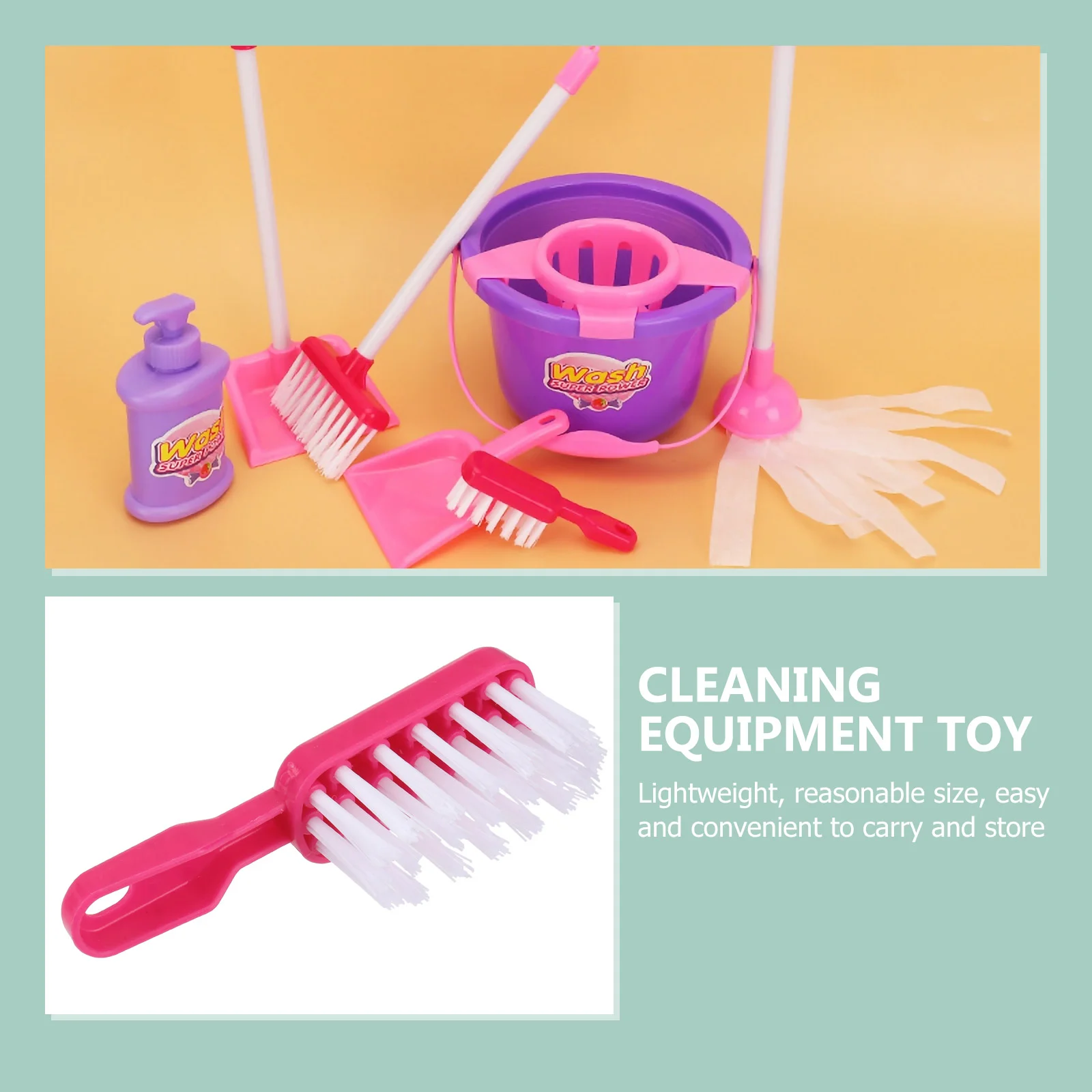 7 Pcs Cleaning Mopping Set Kids Play Toy Children Tools Pretend Toys Broom Dustpan Playthings Cosplay