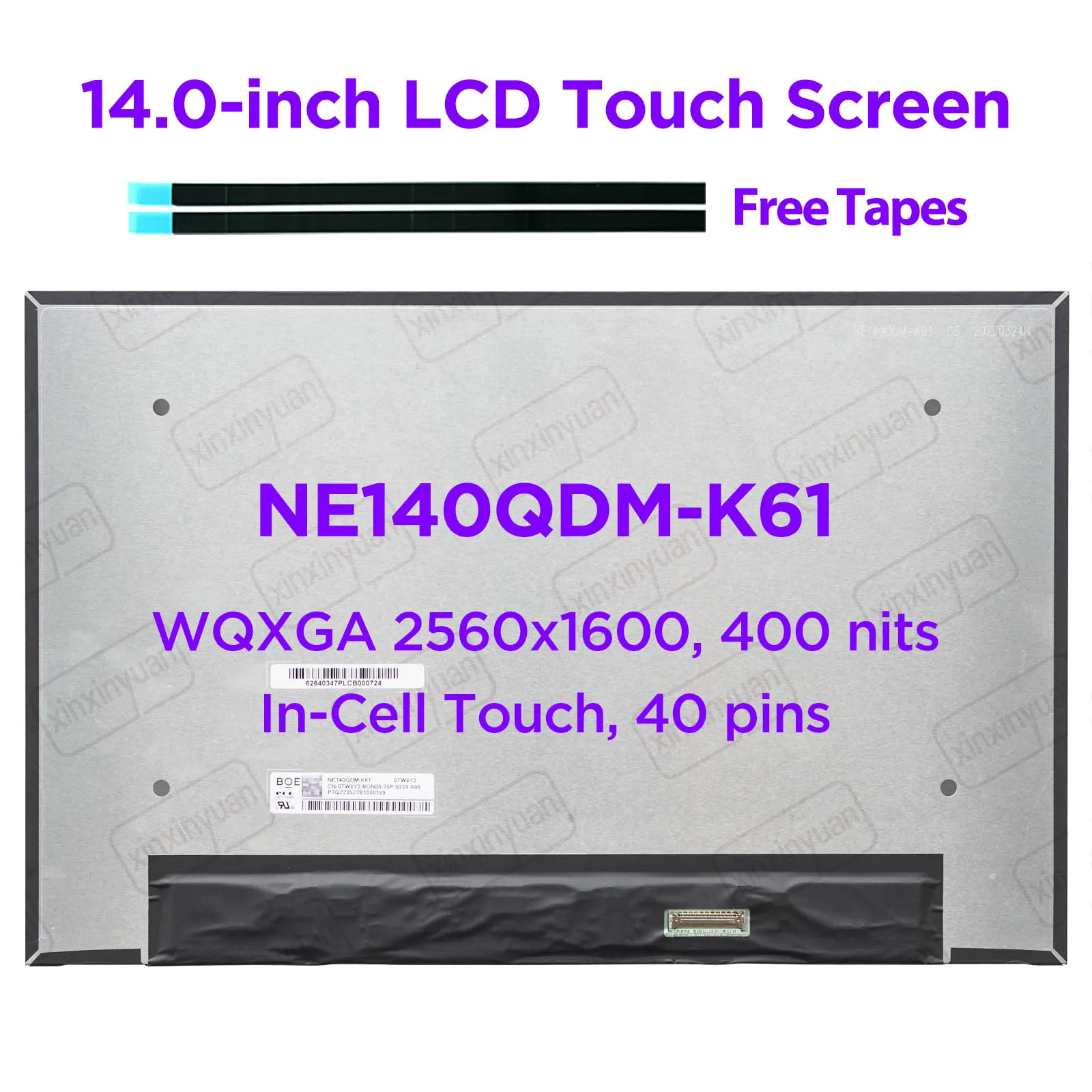 

14.0-Inch Laptop LCD Touch Screen NE140QDM-K61 LP140WQA-SPB1 for Dell DP/N 0TW8Y2 0FXP48 Display Panel Replacement 40pins