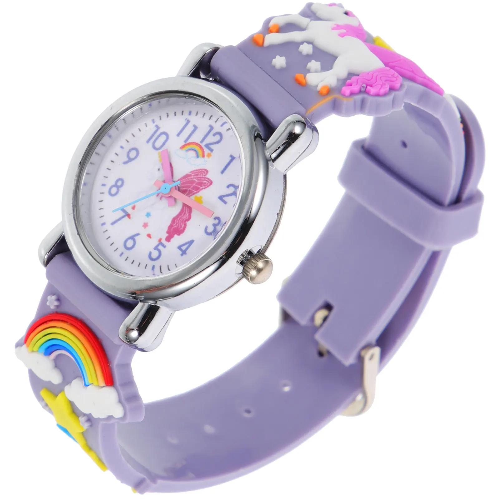 

Детские часы с мультяшным дизайном единорога, силиконовый ремешок, легко читаемый циферблат, легкий, дышащий, регулируемый ремешок, веселые, развивающие, для детей