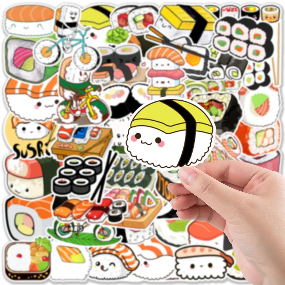 10/50pcs Delicious Food Stickers Cartoon Japanese Food Cute Sushi Stickers Decal Sticker for DIY Notebook Water Bottle Laptop