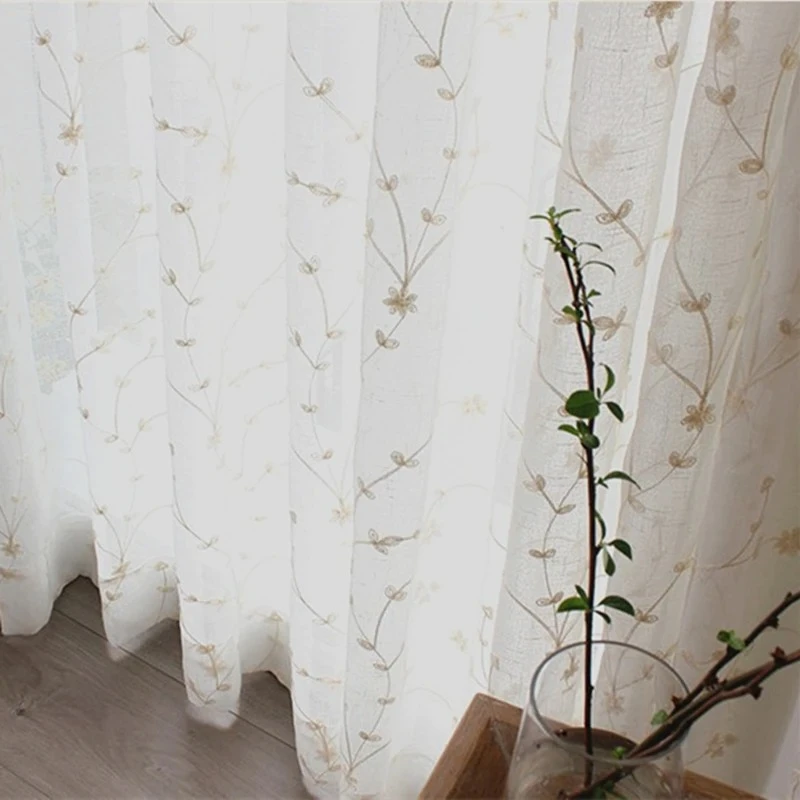 

New Japanese Linen Semi Blackout Tulle Curtains for Living Dining Room Bedroom Milky White Color Partition Door Screen Custom